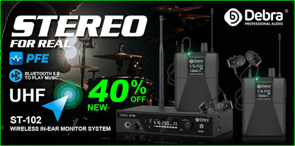 Debra ER102 UHF Wireless In-Ear Monitor System – Multiple Professional Transmitters for Small Concerts & Home Theater