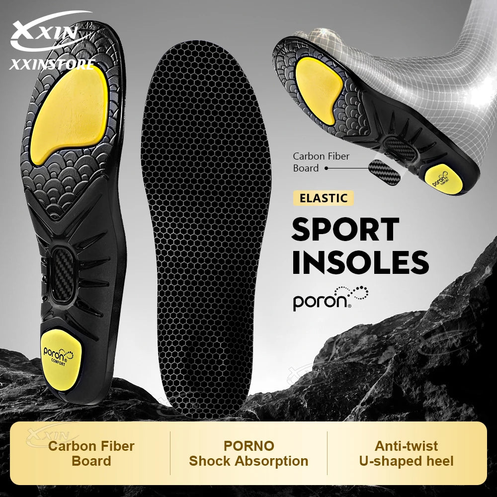 Carbon Fiber Heel Support Insoles - Poron Arch Support Shock Absorbing Pain Relief Shoe Inserts