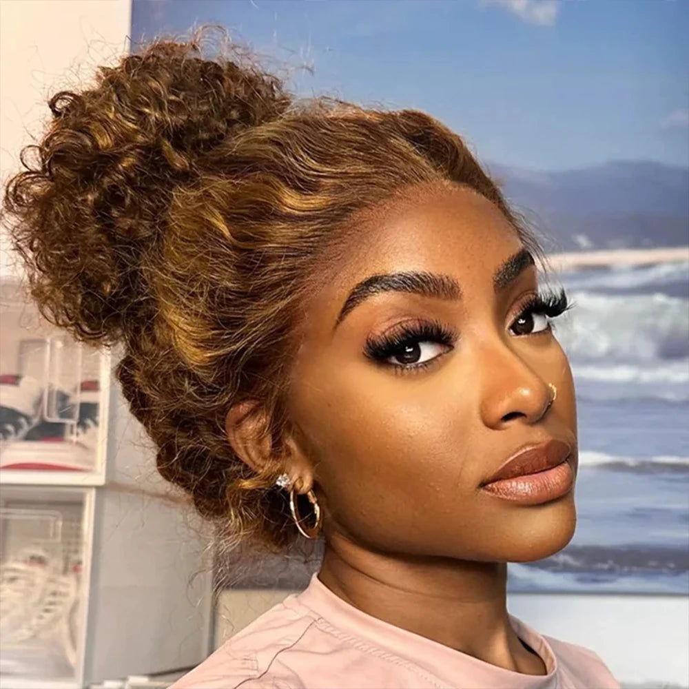 Invisi-Strap 360 Full Lace Human Hair Wig – Pre-Plucked Deep Curly, 250% Density, HD Lace Frontal Colored Wig