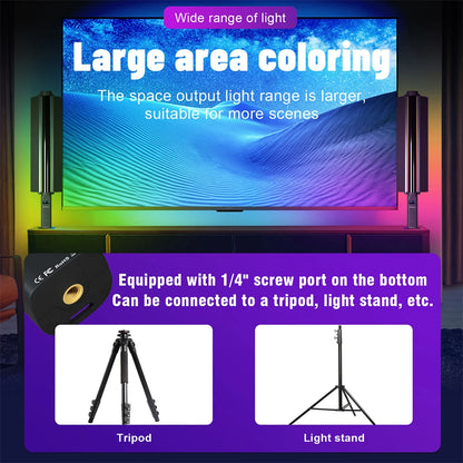 RGB LED Video Light Stick - Handheld Colorful Fill Light Wand with Barndoor for Photography and Video Lighting