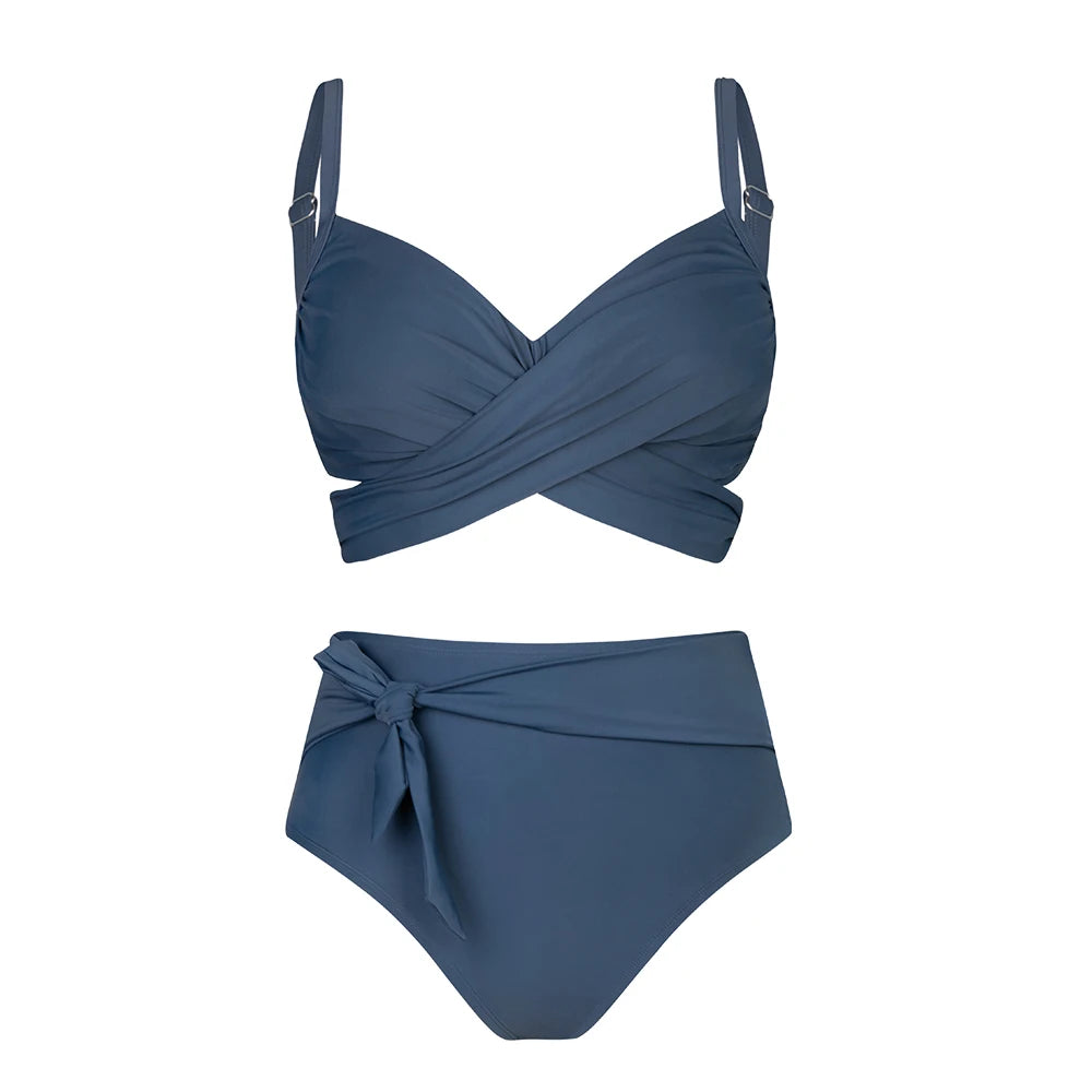 Cupshe Plus Size Wrap Tie High Waist Bikini Set – Women’s Large Size 3XL Two-Piece Swimwear Beach Bathing Suit