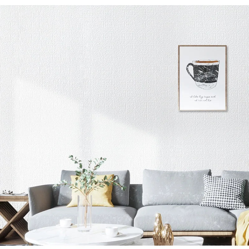 50cm x 10m Linen 3D Foam Self-Adhesive PVC Wallpaper - Solid Color, Thickened Waterproof Wall Stickers for Renovation