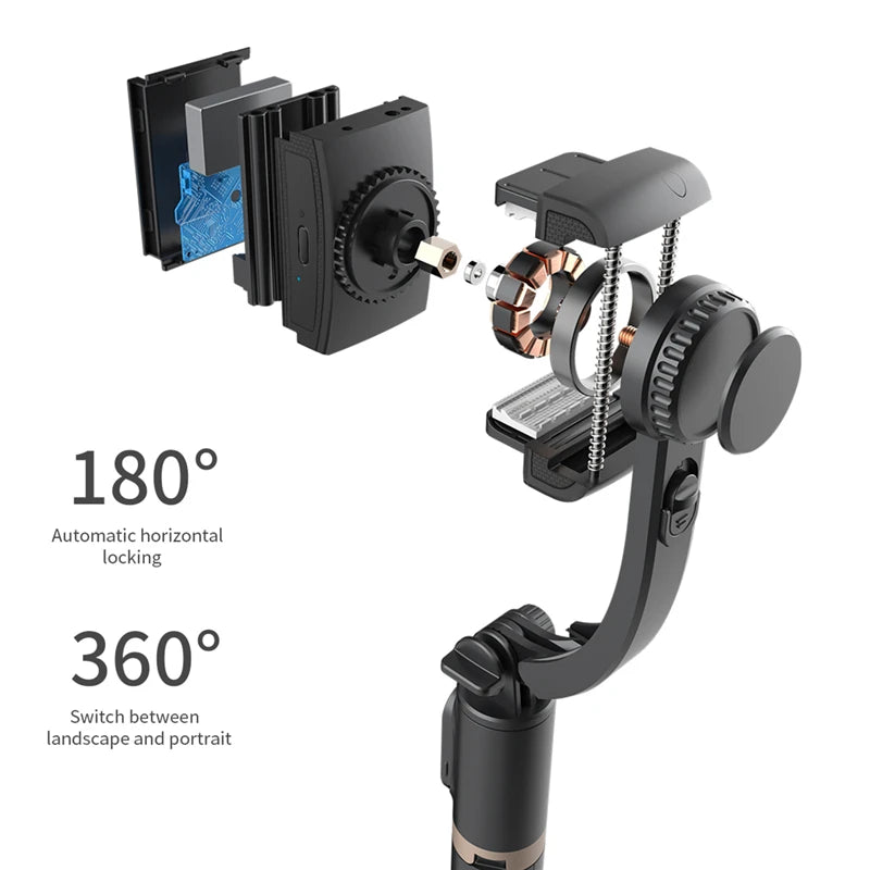 Roreta NEW Gimbal Stabilizer Selfie Stick: Foldable Wireless Tripod with Bluetooth Shutter Monopod for iOS Android