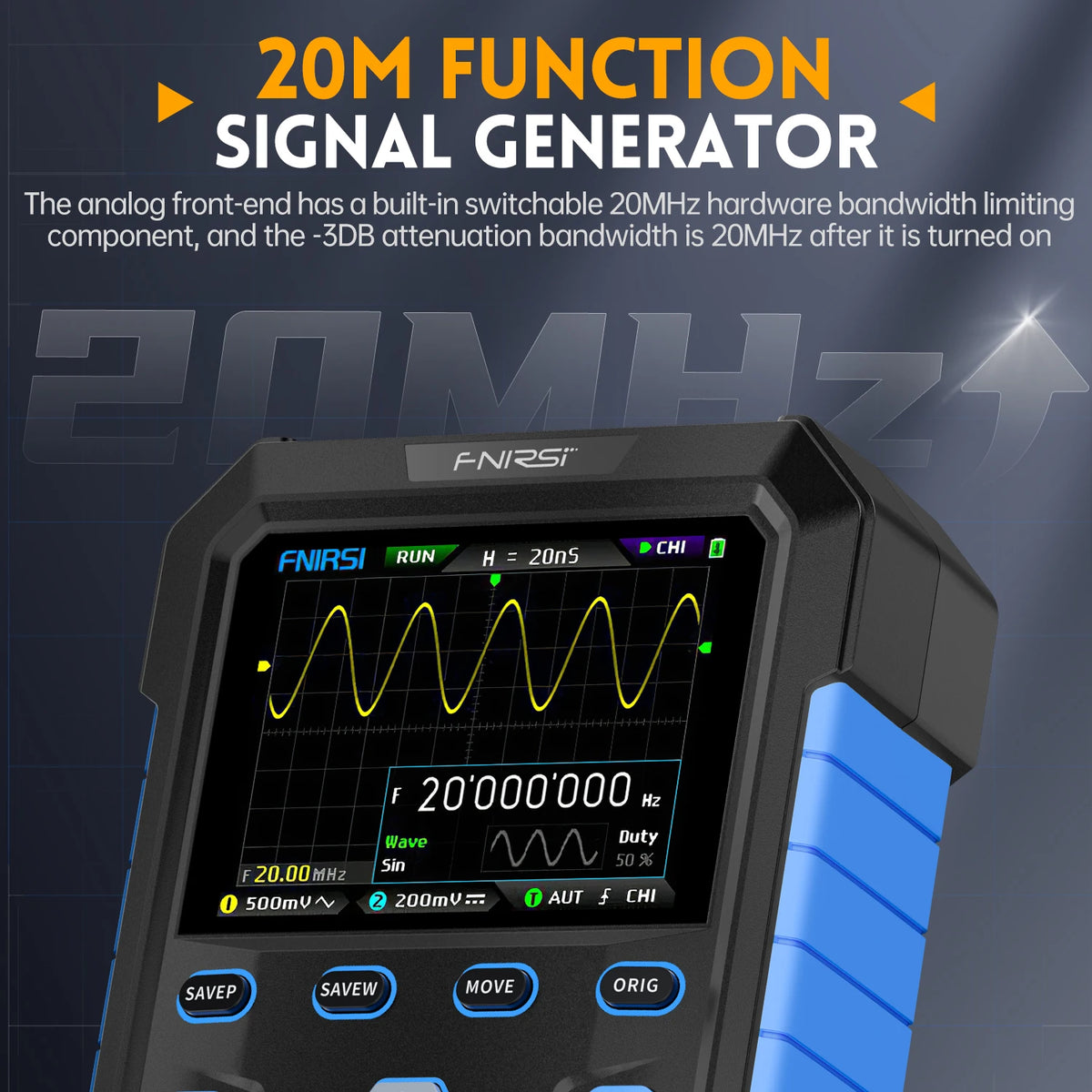 FNIRSI DPOX180H Digital Oscilloscope - 180MHz Dual-Channel Handheld Scope with Signal Generator and Fluorescent Display