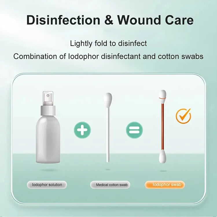 50-500pcs Disposable Iodine Cotton Swabs — Sterile Aseptic Medical Care for Home, Travel & Outdoor Emergency Kits
