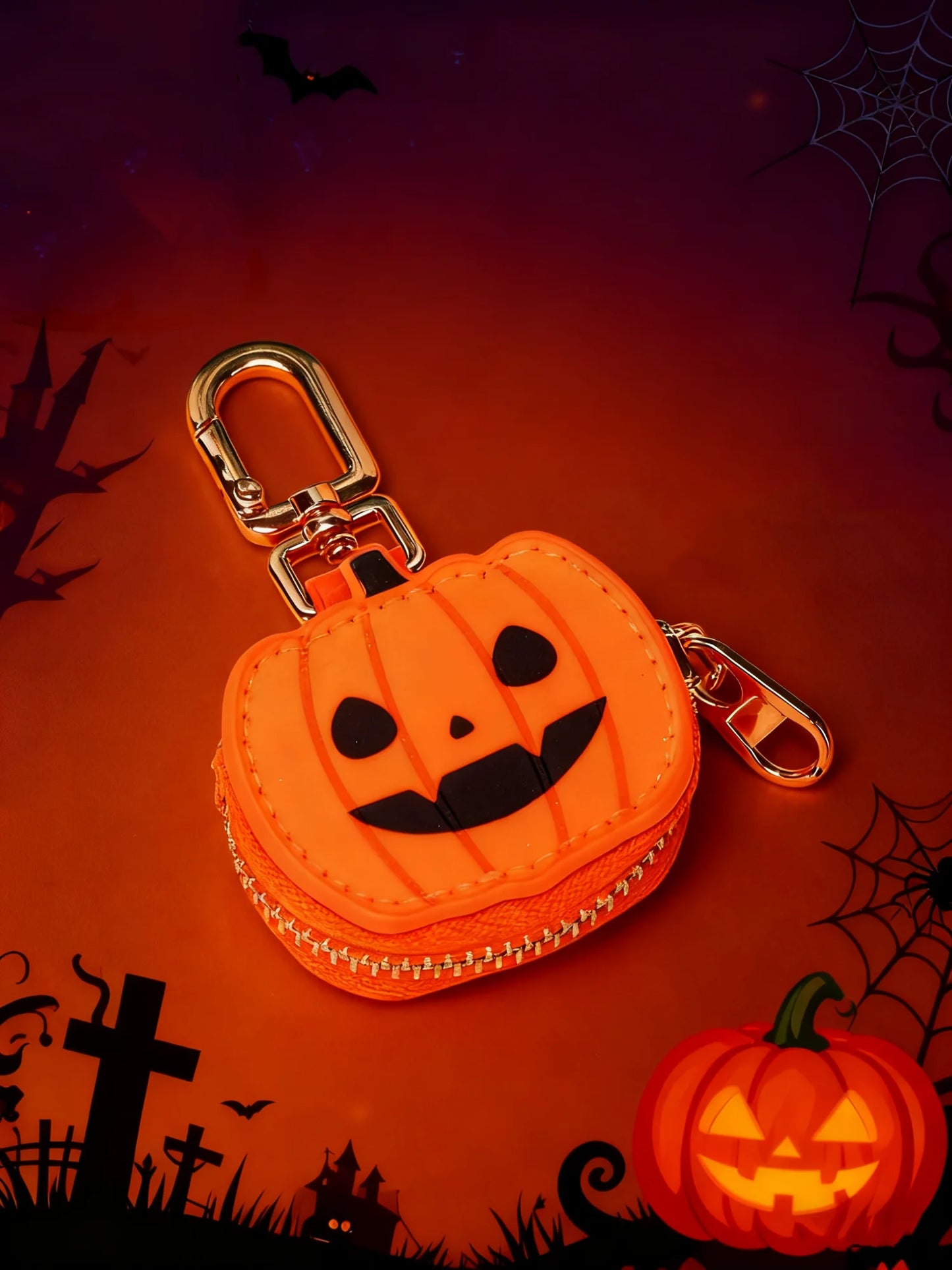 Halloween Pumpkin Coin Purse - Cute Mini Pendant Keychain Bag & Gift Accessory