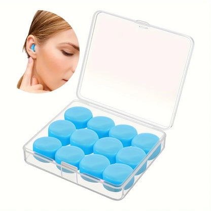 12PCS Moldable Silicone Earplugs – Reusable Noise-Cancelling Ear Plugs for Sleeping, Concerts, Swimming, Shooting, Snoring & Airplane