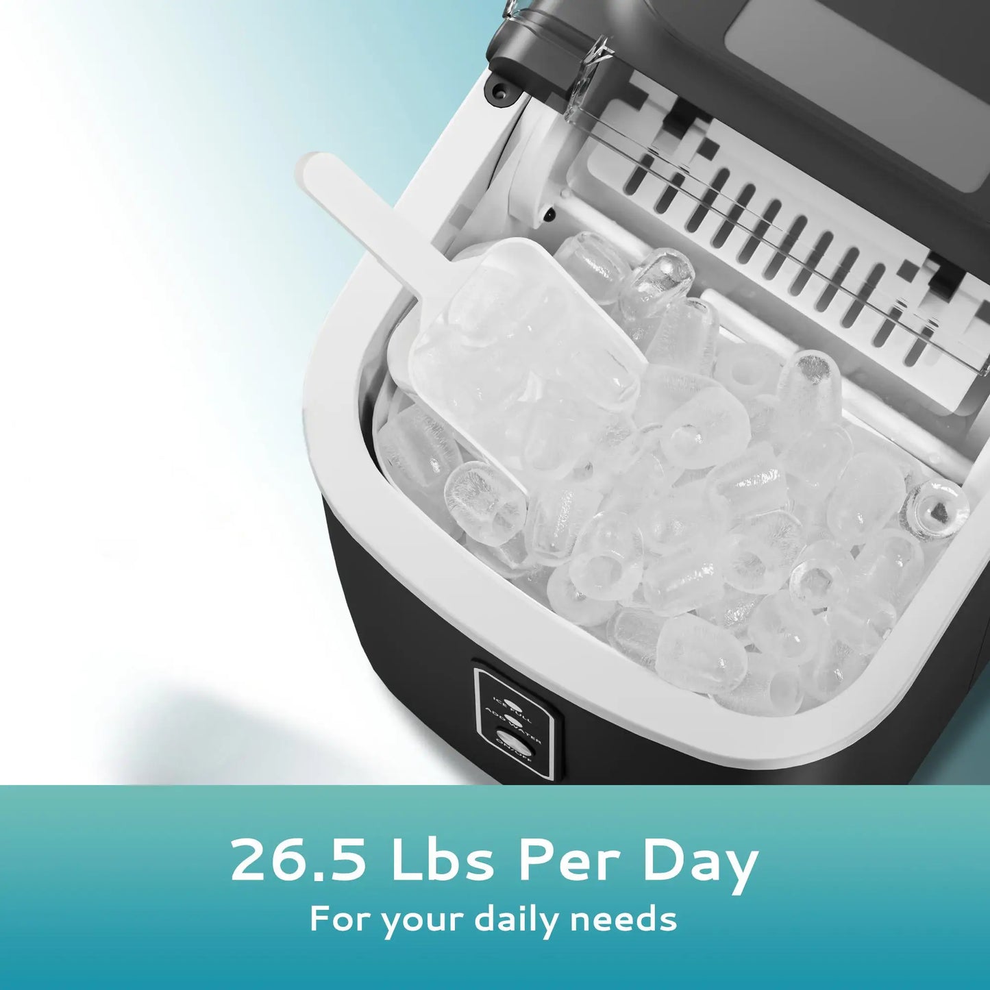 ICYGLEE Portable Ice Maker – 26.5lbs/Day, 9 Cubes in 6 Mins with Auto-Cleaning for Home & Camping