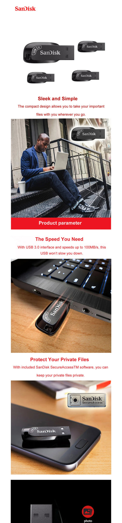 SanDisk USB 3.0/3.2 Flash Drive – High-Speed Pen Drive 32GB to 512GB Memory Stick