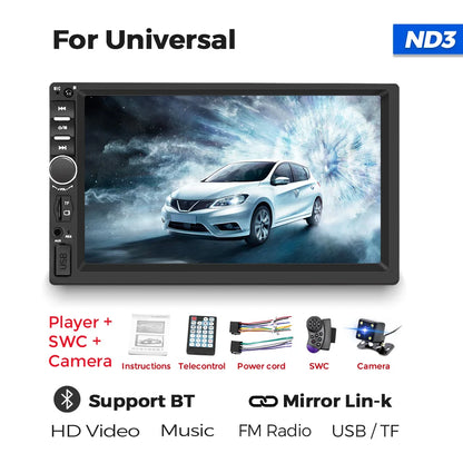 Navifly 7-Inch HD Touchscreen Car Multimedia Player – Universal 2 DIN, CarPlay, FM, Bluetooth for Toyota, Honda, VW, Corolla, Camry, Rav4