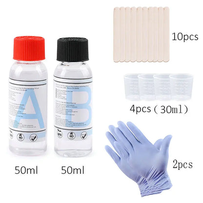 1:1 Clear Epoxy Resin Kit – Crystal Clear 2-Part Casting Resin Set with Measuring Cups, Stir Stick & Silicone Gloves for Art & DIY Crafts