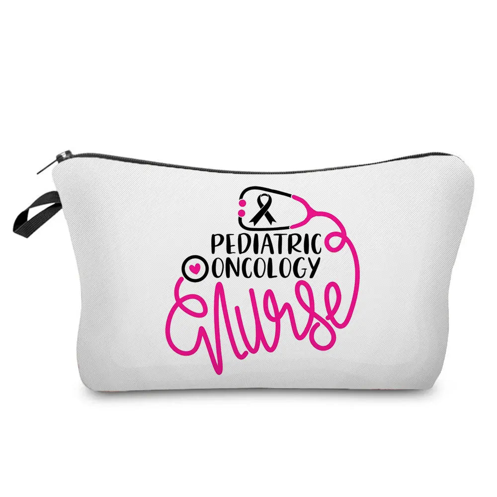 Organizer Toiletry Kit - Cartoon Letter Print Cosmetic Bag for Nurses, Doctors, Travel Makeup Bag, Women's Pencil Case Gift