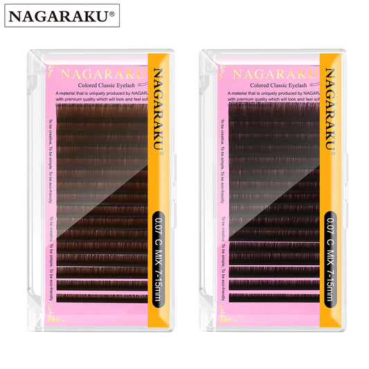 NAGARAKU Brown Eyelash Extensions – Soft Natural Synthetic Mink Individual Lashes 16 Lines for Professional Makeup