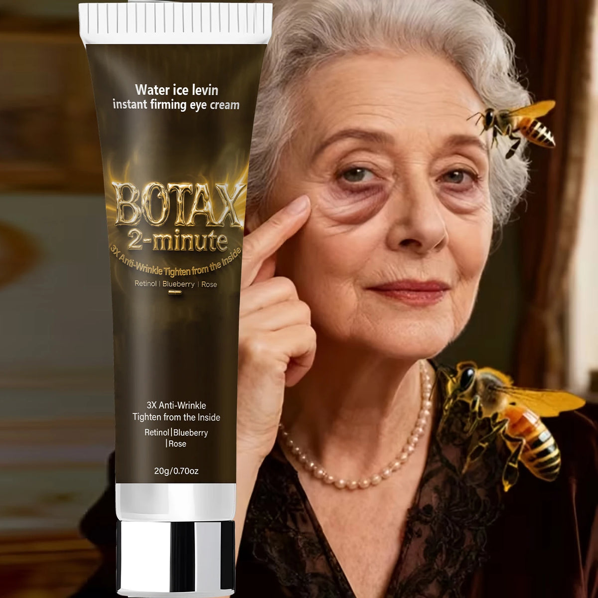 Retinol & Hyaluronic Acid Eye Cream – Instant Firming Anti-Wrinkle Moisturizer with Blueberry and Rose Extracts