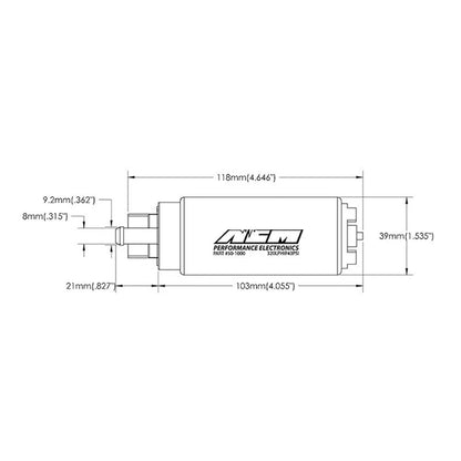 Universal AEM 50-1000 340LPH High Flow In-Tank EFI Fuel Pump – Strainer & Install Kit, Compatible with Walbro GSS342 50-1210
