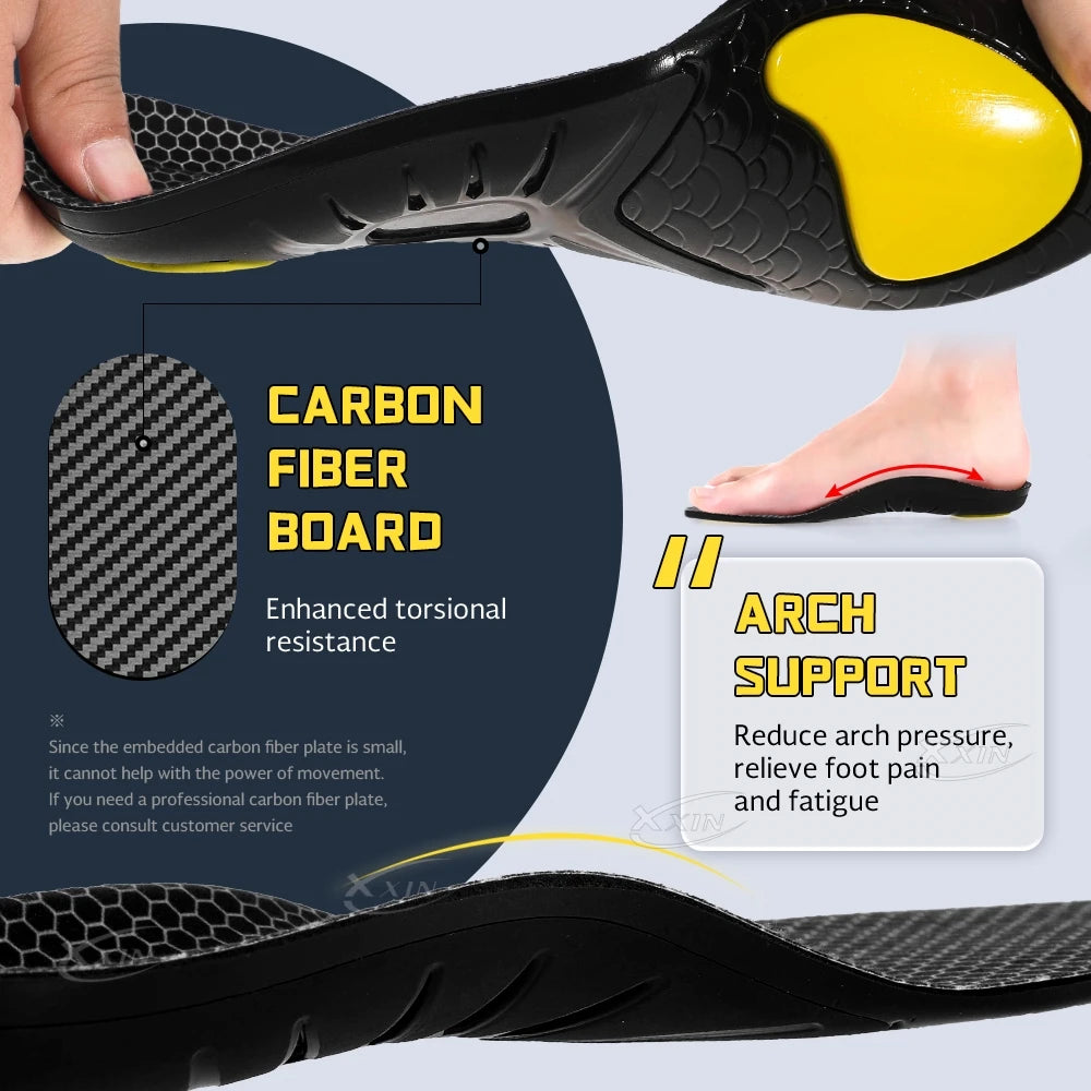 Carbon Fiber Heel Support Insoles - Poron Arch Support Shock Absorbing Pain Relief Shoe Inserts