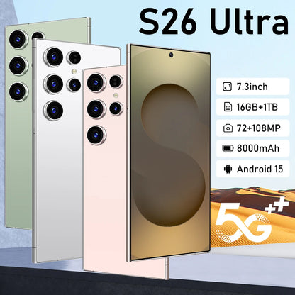 2026 HOT S26 Ultra Smartphone — 7.3" HD Global Edition, Dual SIM, 7800mAh Battery & Facial Recognition