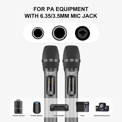 G-MARK X220U Wireless Microphone - UHF Karaoke Mic With Rechargeable Battery Receiver For Speakers & 5 Hour Performance Use