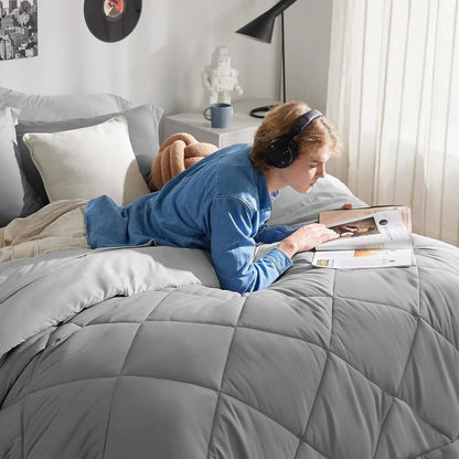 Bedsure Reversible Comforter Set – Queen Bed-in-a-Bag with Sheets & Pillowcases, Twin to King Size