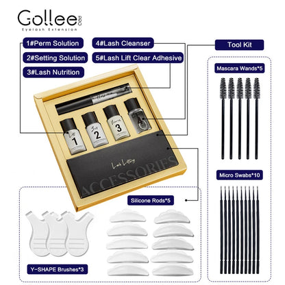 Gollee Eyelash Lifting Perm Kit – Original Lash Lift Set for 4-6 Weeks Retention, Eyelash Curler & Treatment Makeup Set