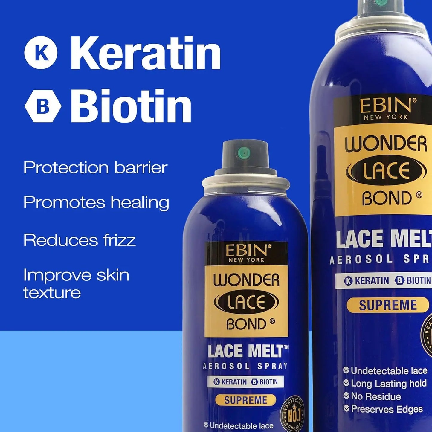 Ebin New York Wonder Bond Melt Spray – Extra Strong Hold, Seamless Lace Blend, Keratin-Infused for Healthy Hair
