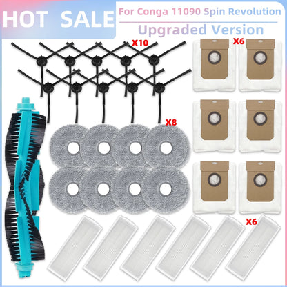 Replacement Parts Kit for Cecotec Conga 11090 / 13090 Spin Revolution Vacuum – Roller, Brushes, HEPA Filter & Mop