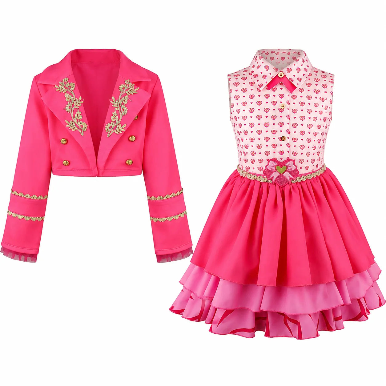 Girls' Pink Princess Costume - Stylish Halloween Cosplay Outfit & Bag Set