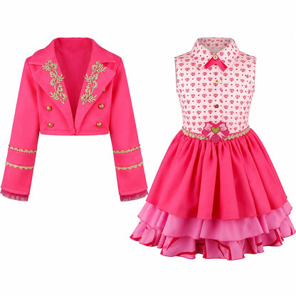 Girls' Pink Princess Costume - Stylish Halloween Cosplay Outfit & Bag Set