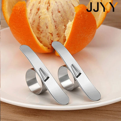 JJYY Orange Peelers - Stainless Steel Easy Open Citrus Peeler, Lemon Parer, Fruit Skin Remover and Slicer Kitchen Gadget