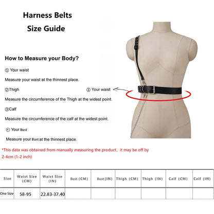 Women’s Punk Chain Belt – Adjustable Street Style Gothic Harness Strap Fashion Accessory