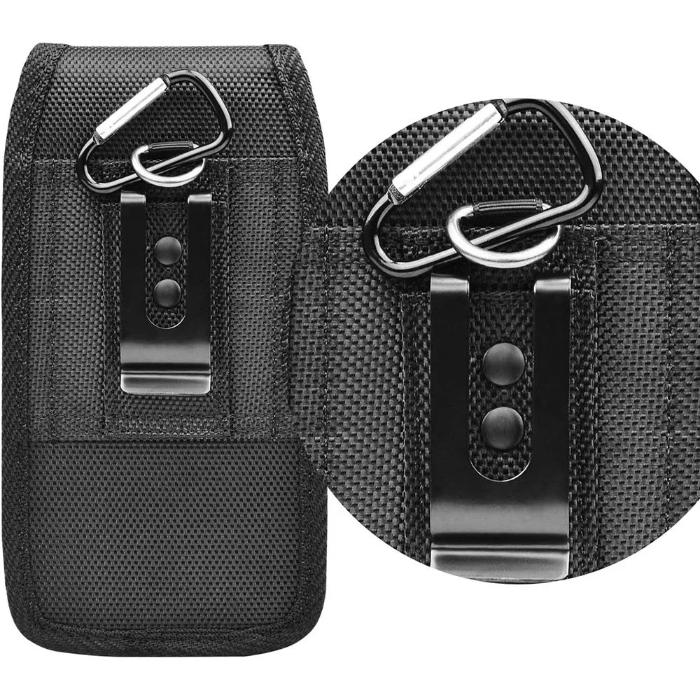 Vertical Nylon Cell Phone Belt Clip Holster Pouch: Wallet Card Holder Case Cover for 4.0inch-6.7inch Phones - iPhone, Samsung, and More