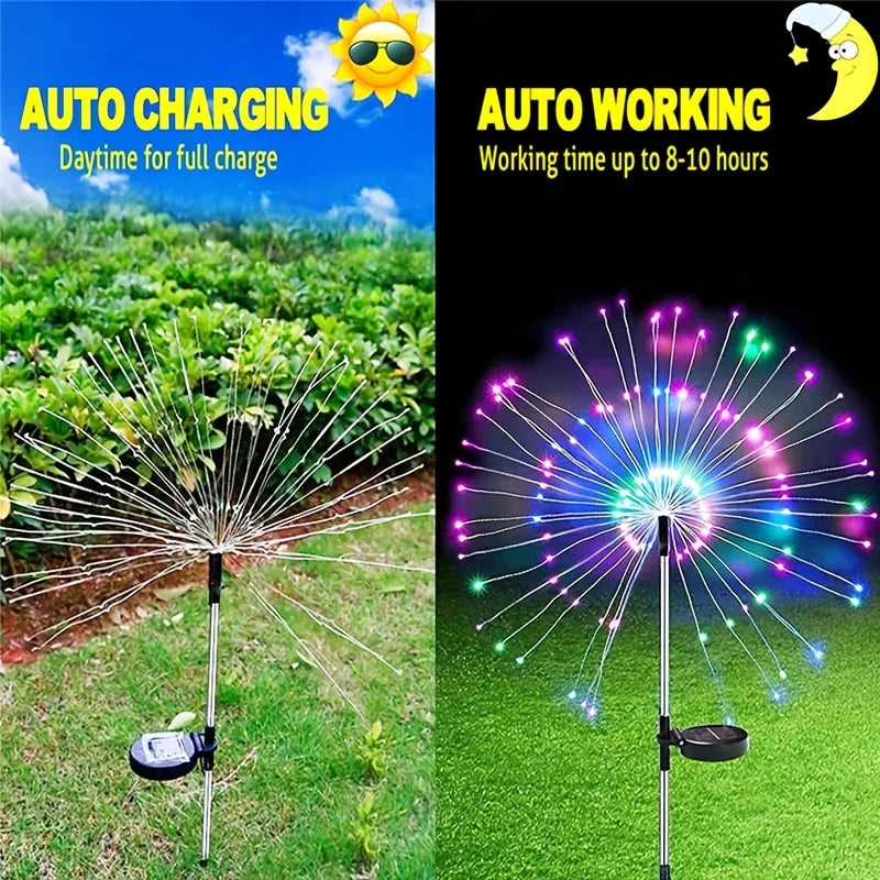 1-Pack Solar Fireworks Lights – Outdoor Holiday Lighting for Garden, Patio, Halloween, Christmas, Wedding & Wall Decor