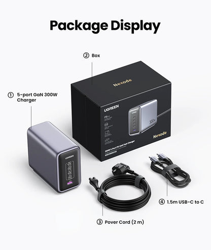 UGREEN 300W GaN Desktop Charging Station - 140W Max Single Port USB Charger with PD3.1 Fast Charging for MacBook Pro, iPad, iPhone