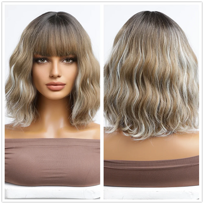 CharmSource Pink BOBO Short Synthetic Wig – Natural Wavy Heat Resistant Hair Wig for Women, Party & Daily Wear
