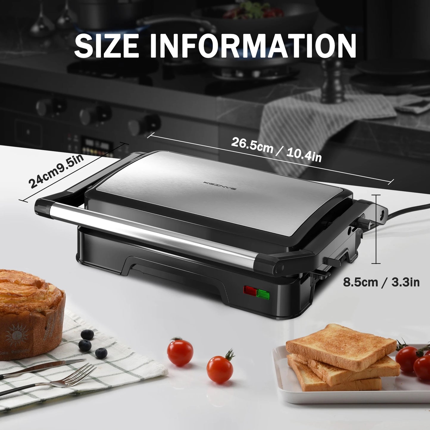 850W Panini Press Sandwich Maker – Non-Stick Grill with Indicator Light & Locking Lid