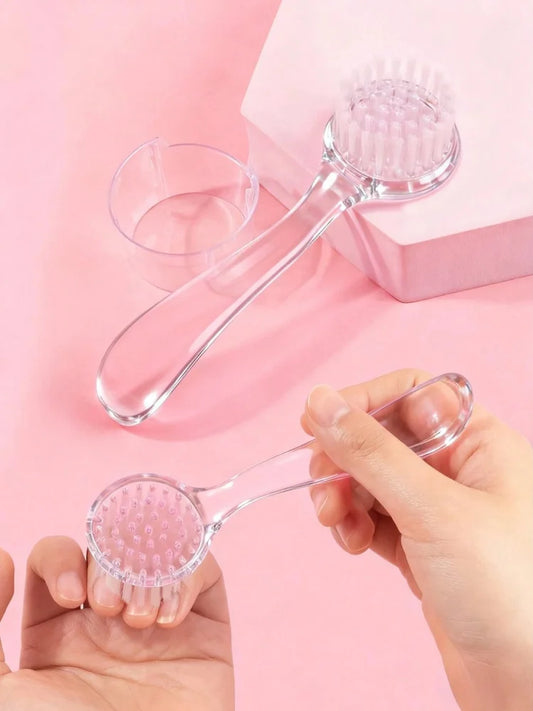 Acrylic Nail Dust Brush Set - Round Head Powder Cleaning Brush With Cap Professional Manicure Pedicure Tool Holder