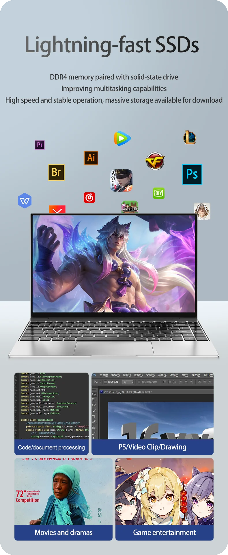 14.1" Ultra-Slim Laptop — 16GB RAM | 2TB SSD | Intel CPU | FHD Anti-Glare Display | Windows 11 Pro Office & Study PC