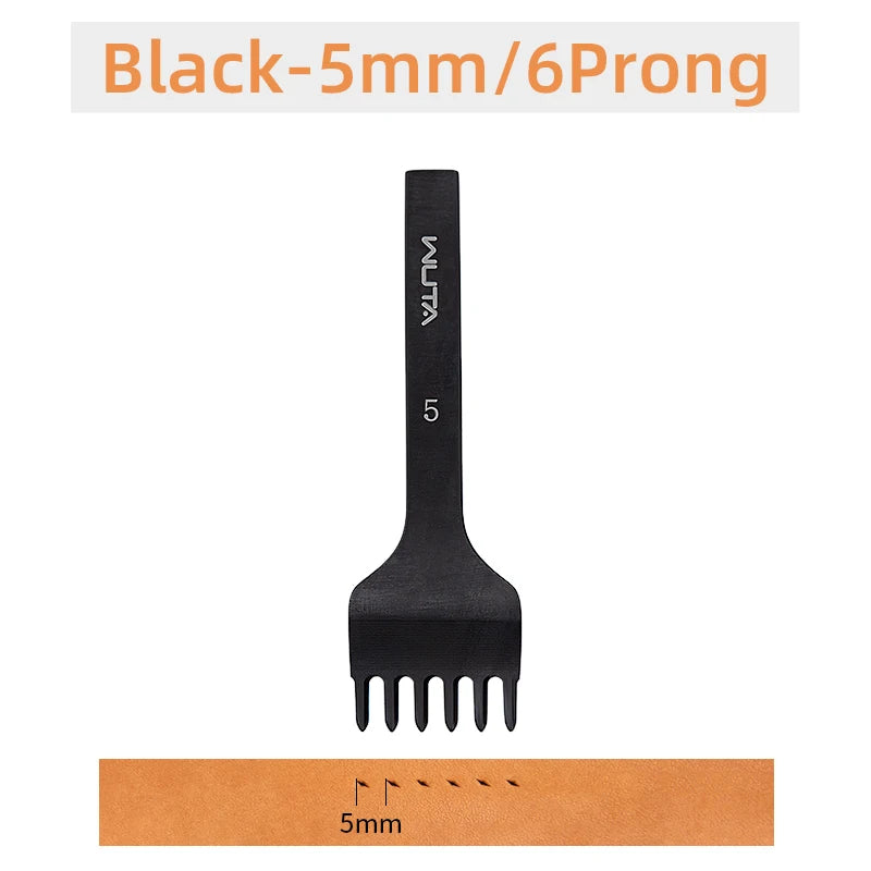 WUTA Leather Chisel Tool – Diamond Pricking Iron with 3/4/5/6mm Hole Punch for Stitching & Leathercraft