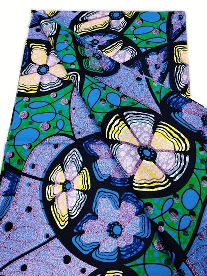 Original African Wax Print Fabric - 6 Yards 100% Cotton Nigerian Ankara Sewing Material for Women’s Dresses