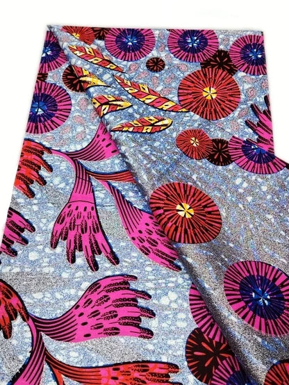 Original African Wax Print Fabric - 6 Yards 100% Cotton Nigerian Ankara Sewing Material for Women’s Dresses