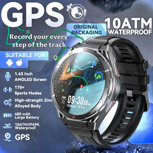 2025 Huawei Original Premium GPS Smartwatch — Ultra HD AMOLED Display, Built-in GPS, Bluetooth Call & 10ATM Waterproof Smart Bracelet