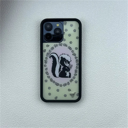 Wildflower Cute Animal Cartoon Phone Case for iPhone 16 Pro Max/16/15 Pro/15/14 Plus/13 Pro/12 Pro – Cherry, Dolphin & Swan Print Design