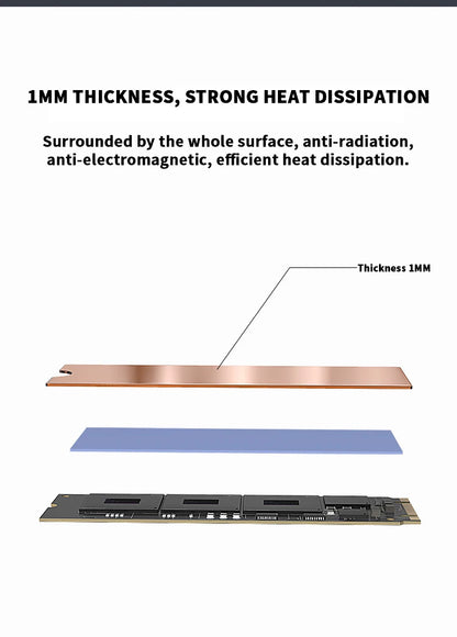 LDPCSJ M.2 NVME SSD Heatsink with Nano Thermal Pads - Copper Cooling for M2 2280 Laptop SSD