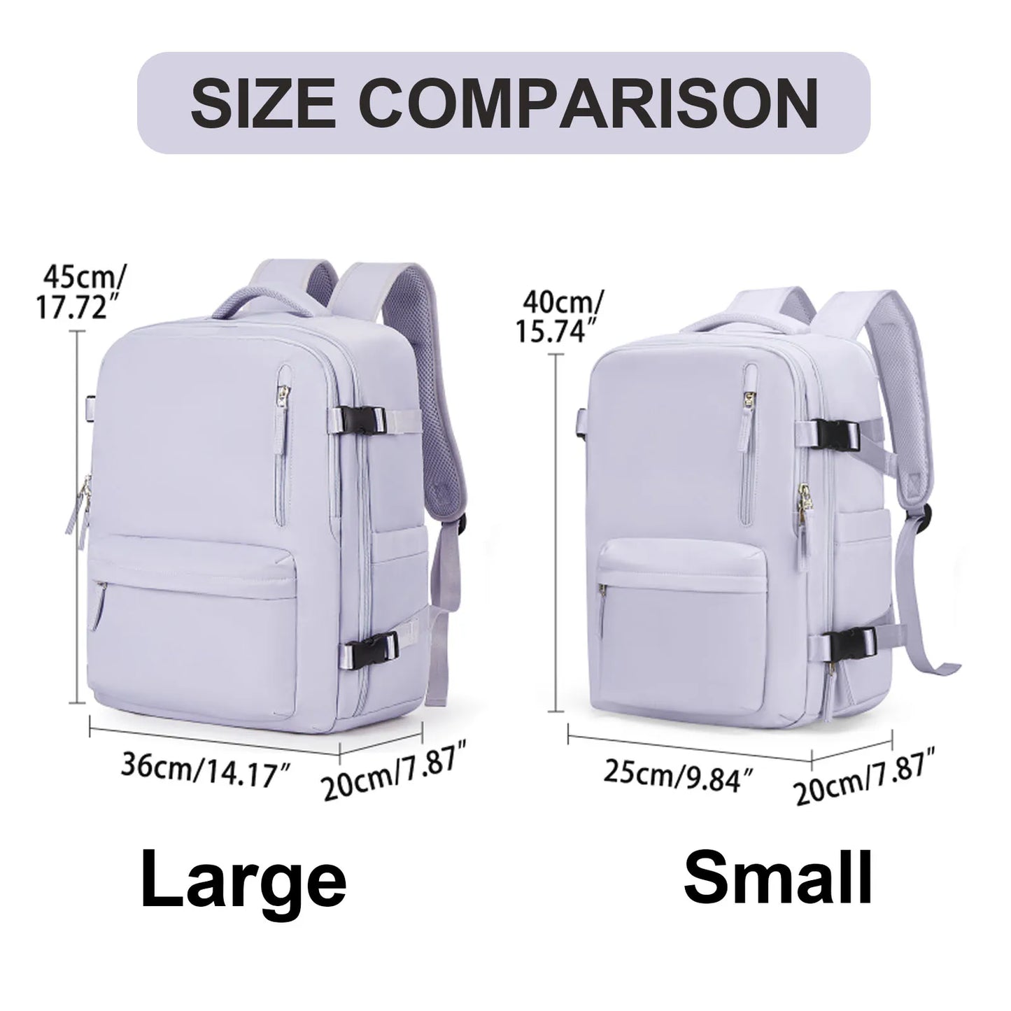 Women's Cabin Travel Backpack - Large Capacity, Water-Resistant Laptop Bag 45x36x20 cm, Fits EasyJet and Ryanair Carry-On Dimensions