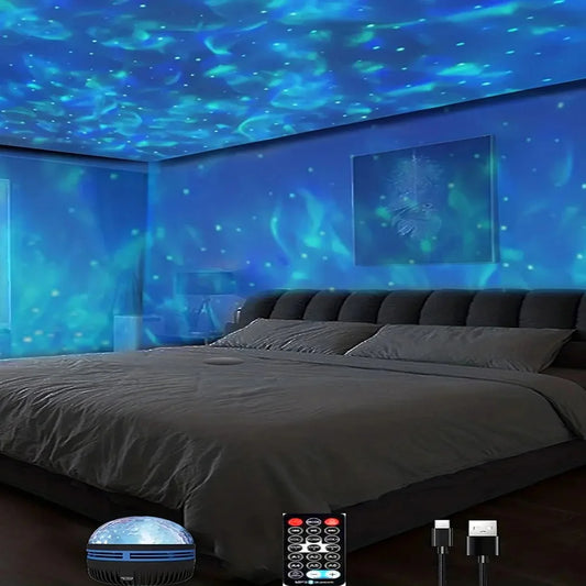 Star Galaxy Projector Light - 7 Color Ocean Wave Night Lamp for Bedroom Room Decor and Relaxing Ambience