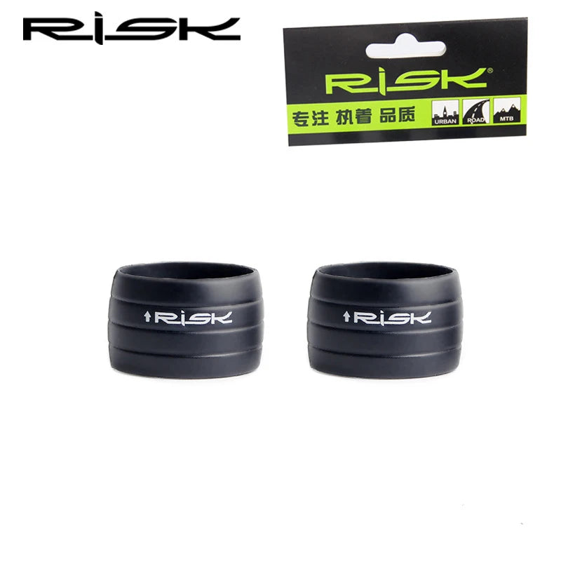 2pcs RISK Bicycle Handlebar Strap Tape – Silicone Anti-Slip Rubber Rings for Bike Grip Fixing