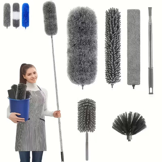Microfiber Duster with 113.39in Telescopic Pole - Reusable High Ceiling Cleaner for Fans & Spider Web Removal