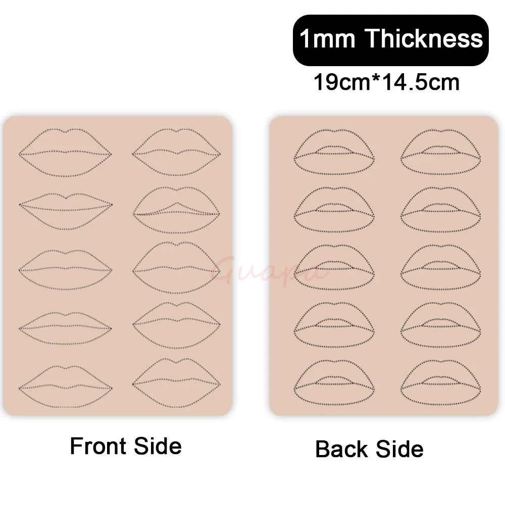 1mm Thick Double-Sided Lip Practice Skin — Microblading & PMU Stencil for Permanent Makeup Tattoo Artists