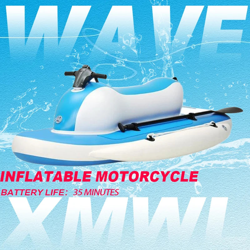 Remote Control Electric Motorized Inflatable Jet Ski Boat – Floating Water Motor Boat with Electric Underwater Scooter