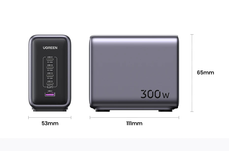 UGREEN 300W GaN Desktop Charging Station - 140W Max Single Port USB Charger with PD3.1 Fast Charging for MacBook Pro, iPad, iPhone